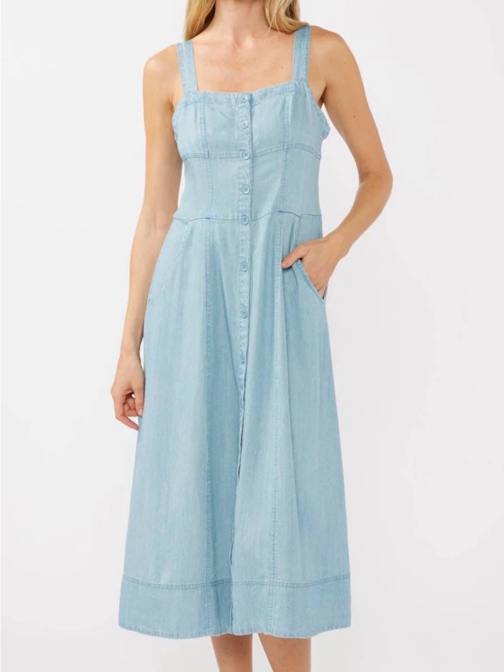 NWT Lovestitch Button Down Denim Midi Dress
